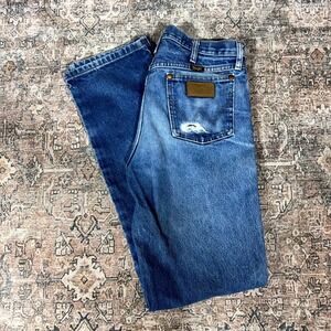 Wrangler Cowboy Cut 13MWZ Jeans Men's 32x33 Blue Denim Straight Workwear Faded